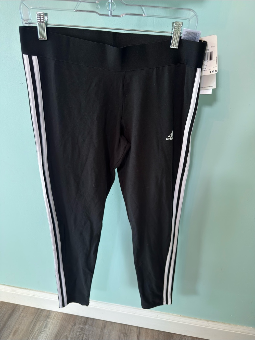 Adidas Pants Women L Black Athletic Leggings Training Gym Sweat Trefoil Yoga
